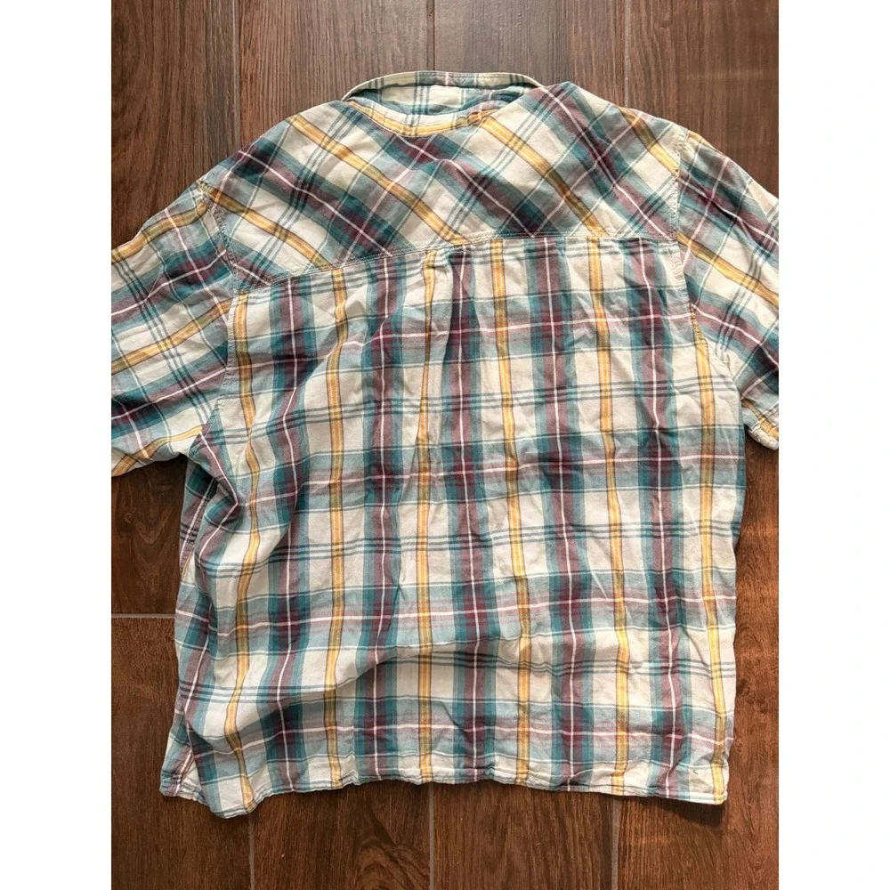 The North Face Mens XXL Plaid Button Down Shirt‎ Short Sleeve Cotton Modal Teal